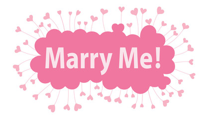 marry me word in pink hearts background
