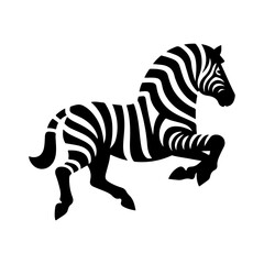 AI Generated Zebra Vector Silhouette Isolate White Background