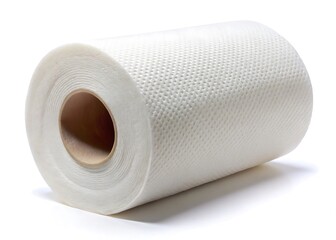 Fototapeta premium Single roll of paper towels isolated on white background