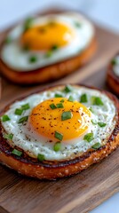 Gourmet Open-Faced Sandwich with Egg and Avocado on Toasted Bread