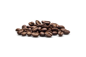 Naklejka premium Roasted Coffee Beans Pile Close Up Studio Shot