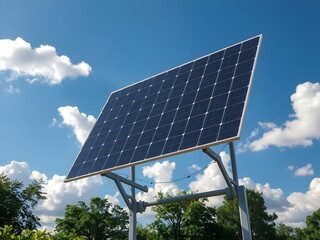 Obraz premium Solar Panel Generating Renewable Energy on a Sunny Day