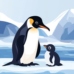 Obraz premium Mommy and baby penguin