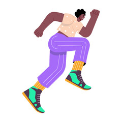 A flat style illustration showing a character doing sprinting exercise