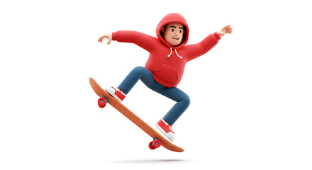 Cartoon skater character riding skateboard vector illustration isolated on white background art design on transparent background