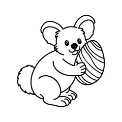 a koala hugging easter egg vector art silhouette
