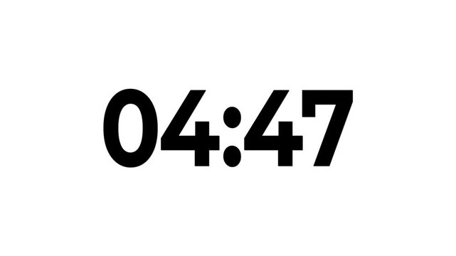 Animation of glowing 5 minute countdown timer .5 minute stopwatch , analog clock icon animation .