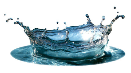 Splashing water droplet impact clear transparent background high-resolution image