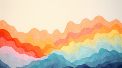 minimalism and surreal line art curve linked smoothly illustration painting decorative painting