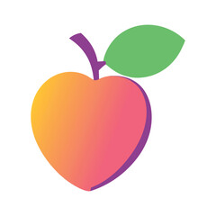 Gradient Peach with Leaf on White Background