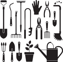 Gardening Tools Silhouette – Planting & Outdoor Hobby Art

Gardener Clipart Vector – Rake, Shovel, and Watering Can

Home Gardening SVG – Nature and Plant Care Design

Backyard Gardening Silhouette – 