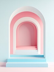 Pastel Archway with Steps - Abstract 3D Render