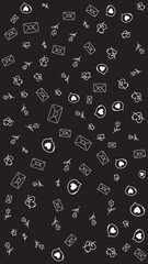 Love Pattern Background - Black and White