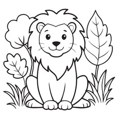 lion on the jungle coloring page