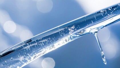 Dripping water droplet action nature macro photography soft focus background close-up view liquid beauty