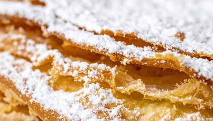 Fototapeta premium Baking flaky pastries with powdered sugar cozy kitchen food photography bright lighting close-up culinary art