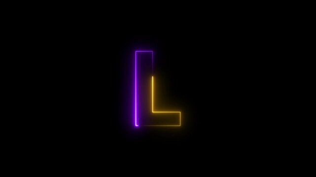Letter L. Blue and Red Neon Futuristic Effect. Trendy Glow Lighting. 4K Video Animation Keywords:
