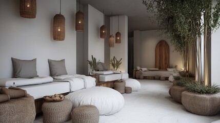 Serene Spa Lounge Relaxation Interior Design