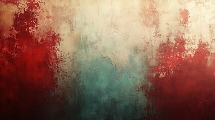 Fototapeta premium Abstract textured background with a mix of red, teal, and beige tones