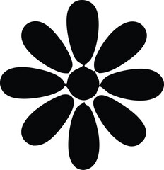A black and white floral vector illustration presents an isolated flower design, a simple yet decorative botanical art in monochrome