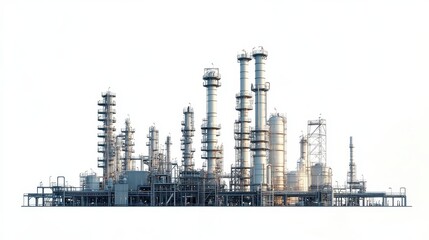 Obraz premium A refinery clipart, energy infrastructure element, flat design illustration, neutral tones, isolated on white background