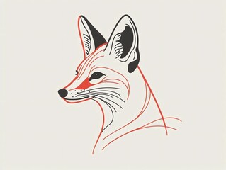 Obraz premium Fox Head Line Art