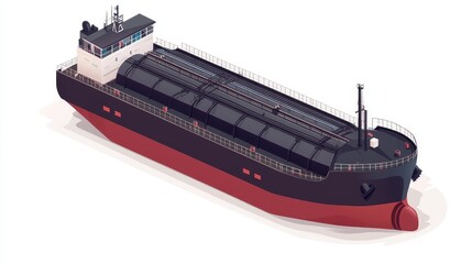An oil tanker clipart, logistics element, isometric vector illustration, industrial color palette, isolated on white background