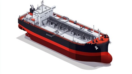 An oil tanker clipart, logistics element, isometric vector illustration, industrial color palette, isolated on white background