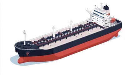 Obraz premium An oil tanker clipart, logistics element, isometric vector illustration, industrial color palette, isolated on white background