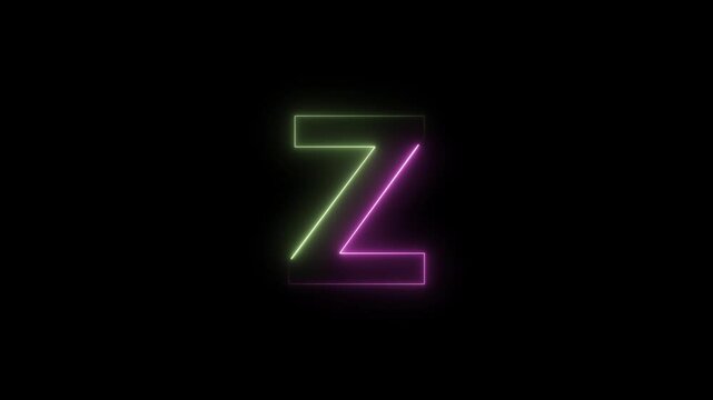 Letter Z. Blue and Red Neon Futuristic Effect. Trendy Glow Lighting. 4K Video Animation