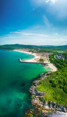 Fototapeta premium Aerial view of Arkutino Region near resort of Dyuni, Burgas Region, Bulgaria 