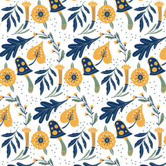 Scandinavian floral pattern vector design illustration