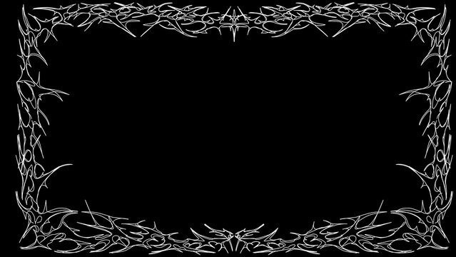 Neo tribal frames, cyber gothic style symmetrical shape, futuristic y2k abstract border vector isolation