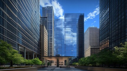 Warm light falling on Chicago skyline at sunset high resolution picture