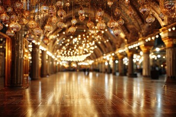 Obraz premium Mosque interior, ornate lights