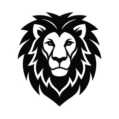 a lion head black white icon vector silhouette