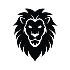 Obraz premium a lion head black white icon vector silhouette