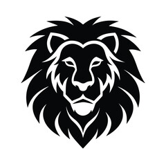 a lion head black white icon vector silhouette