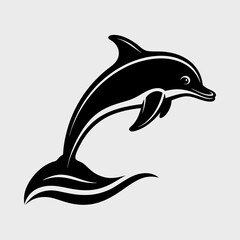 Obraz premium Leaping Dolphin in Minimal Silhouette Style Vector Illustration