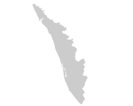 Gray Map of Kerala, India