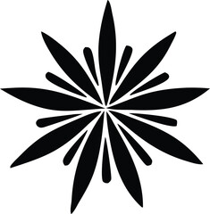 This floral vector illustration features a black and white flower with a touch of black and yellow, showcasing a beautiful nature design element