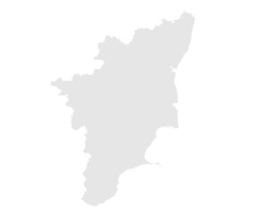 Gray Map of Tamil Nadu, India