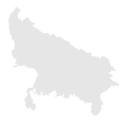 Obraz premium Gray Map of Uttar Pradesh, India