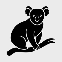 Obraz premium Simple Vector Silhouette of a Koala Sitting Vector Illustration