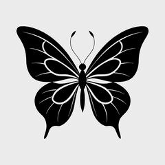 Fototapeta premium Butterfly Perched Silhouette Vector Illustration