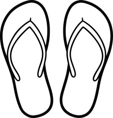 beach flip flops pair icon line art vector illustration