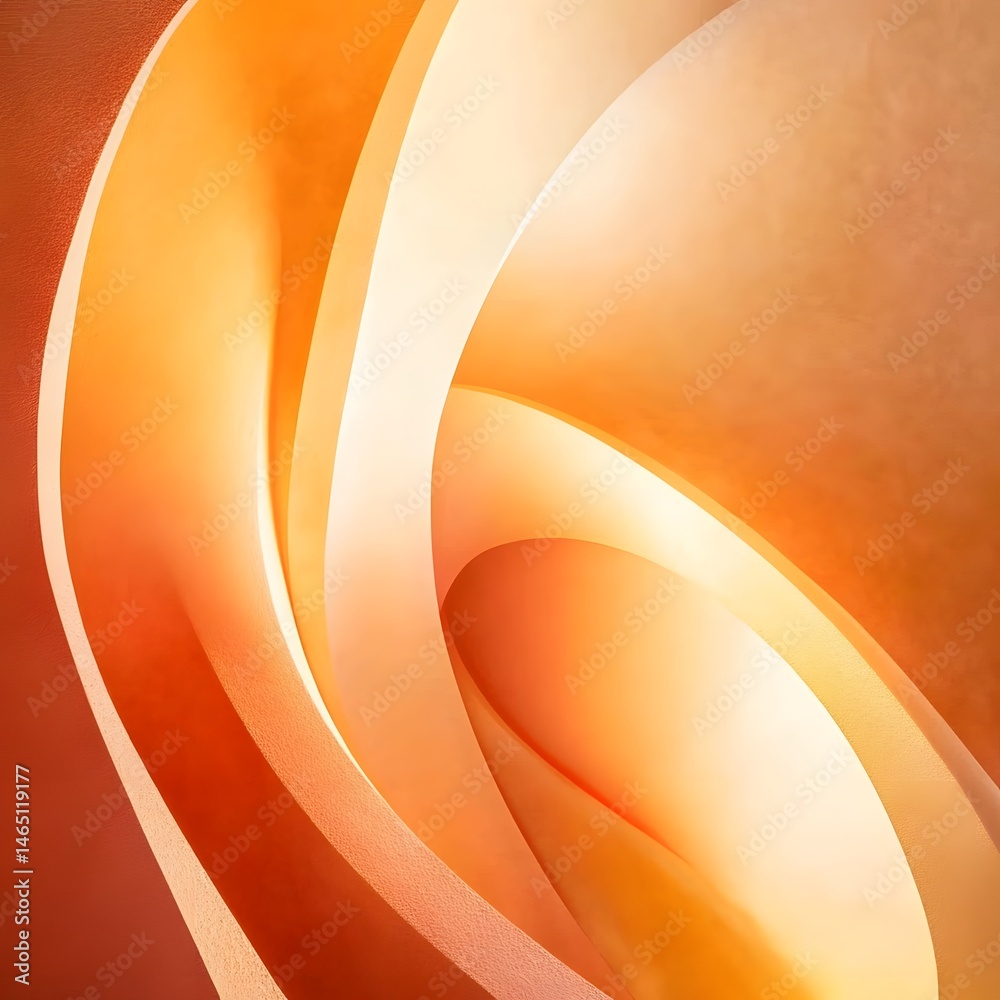Poster vibrant abstract composition featuring flowing organic curves in a dynamic gradient of warm orange a