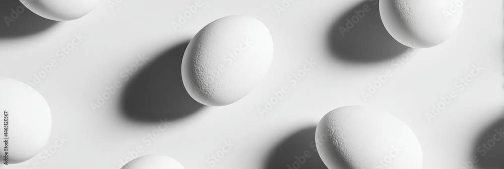 Aufkleber Elegant Arrangement of White Eggs Casting Subtle Shadows on a Clean Surface With Blank Space for Branding Insights Generative AI
