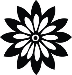 Black and white floral illustration of an isolated lotus flower, a nature-inspired design element