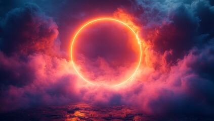 Glowing ring among clouds